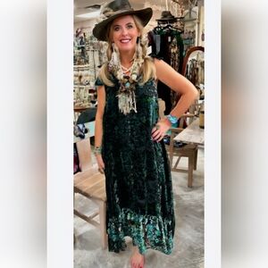 A Rare BIRD Green Velvet Burnout Dress S/M